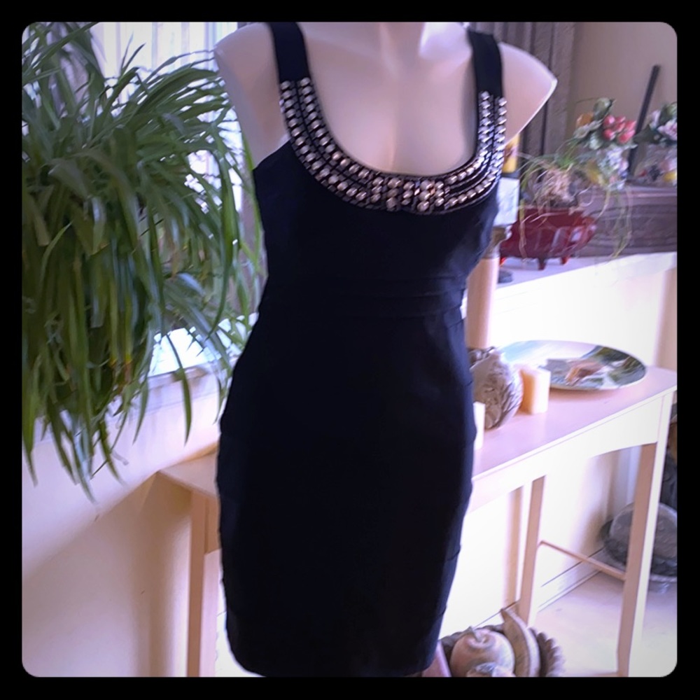 Pompous Girly Silver Studded Body Con Dress